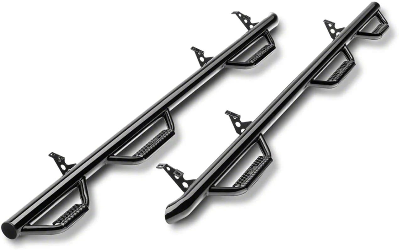 N-Fab Wheel 2 Wheel Bed Access Nerf Side Step Bars; Gloss Black (15-19 Sierra 3500 HD Crew Cab w/ 6.50-Foot Standard Box)