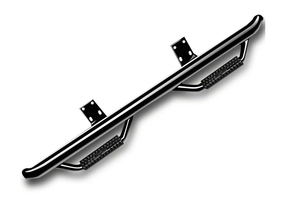 N-Fab Cab Length Nerf Side Step Bars; Gloss Black (17-19 Sierra 3500 HD Crew Cab)