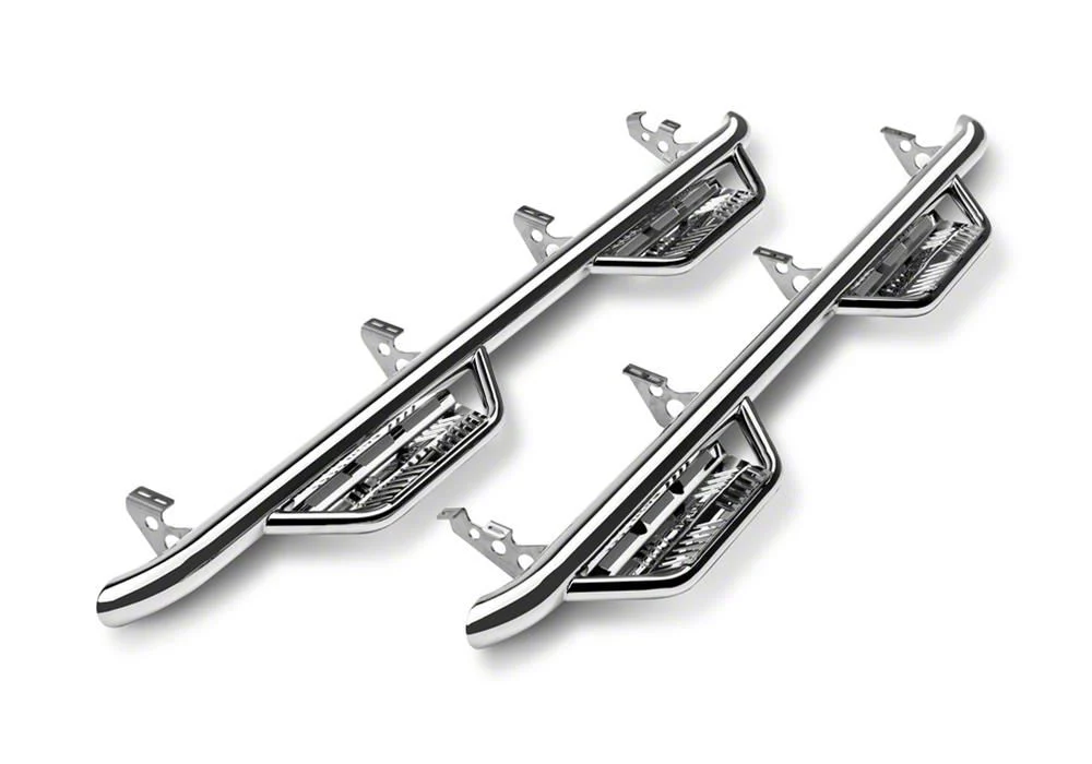N-Fab Cab Length Podium Nerf Side Step Bars; Polished Stainless (15-16 Sierra 3500 HD Crew Cab)