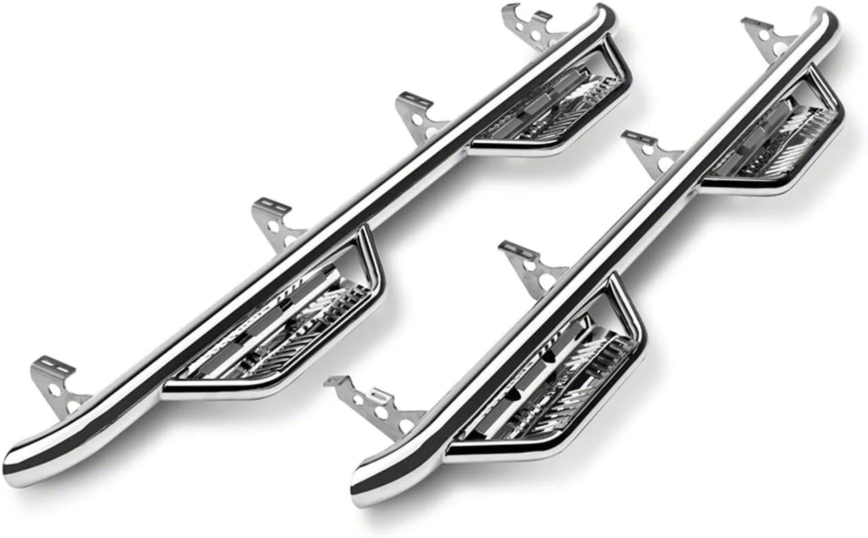 N-Fab Cab Length Podium Nerf Side Step Bars; Polished Stainless (17-19 Sierra 3500 HD Crew Cab)