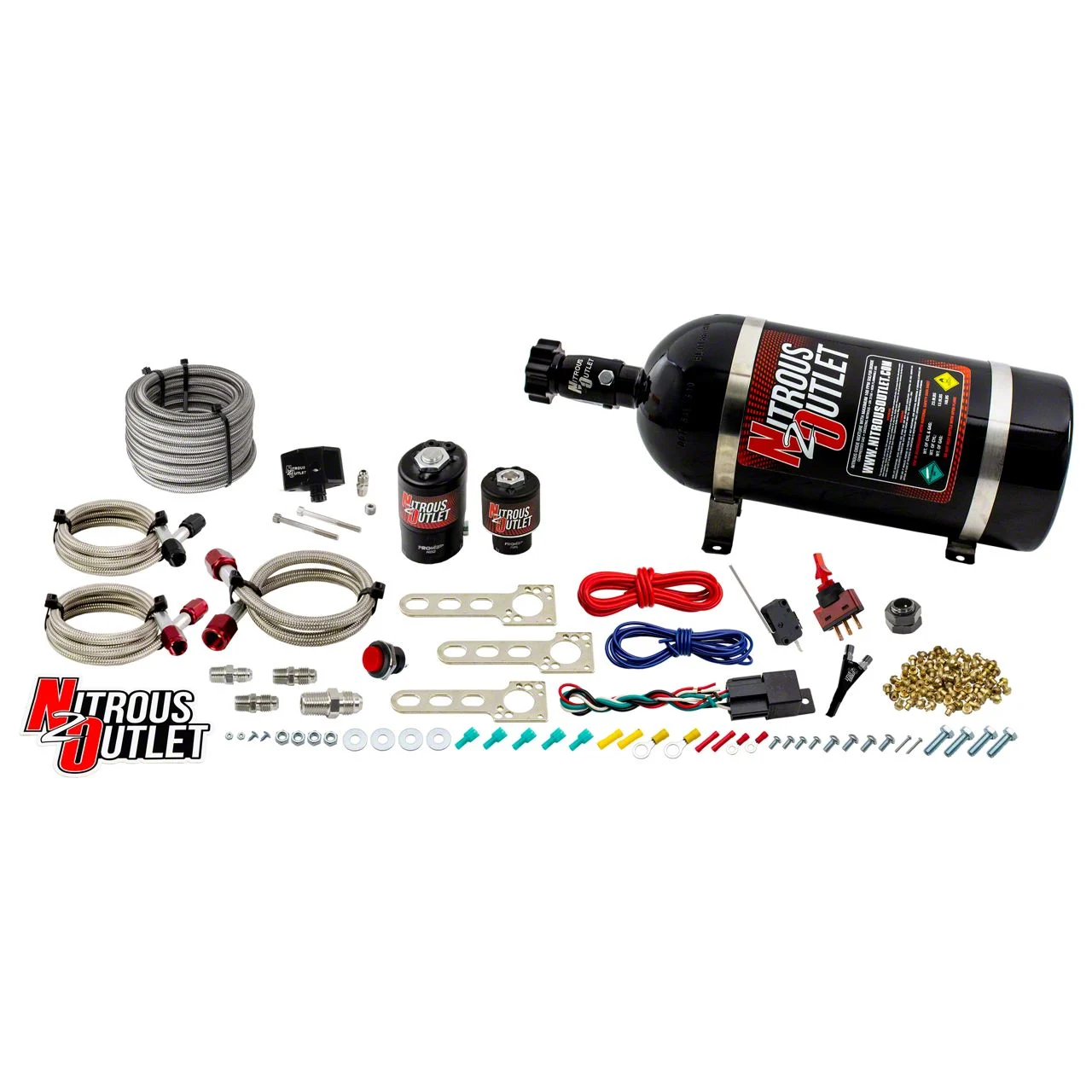 Nitrous Outlet EFI Single Nozzle System; 10 lb. Bottle (05-10 Mustang GT)