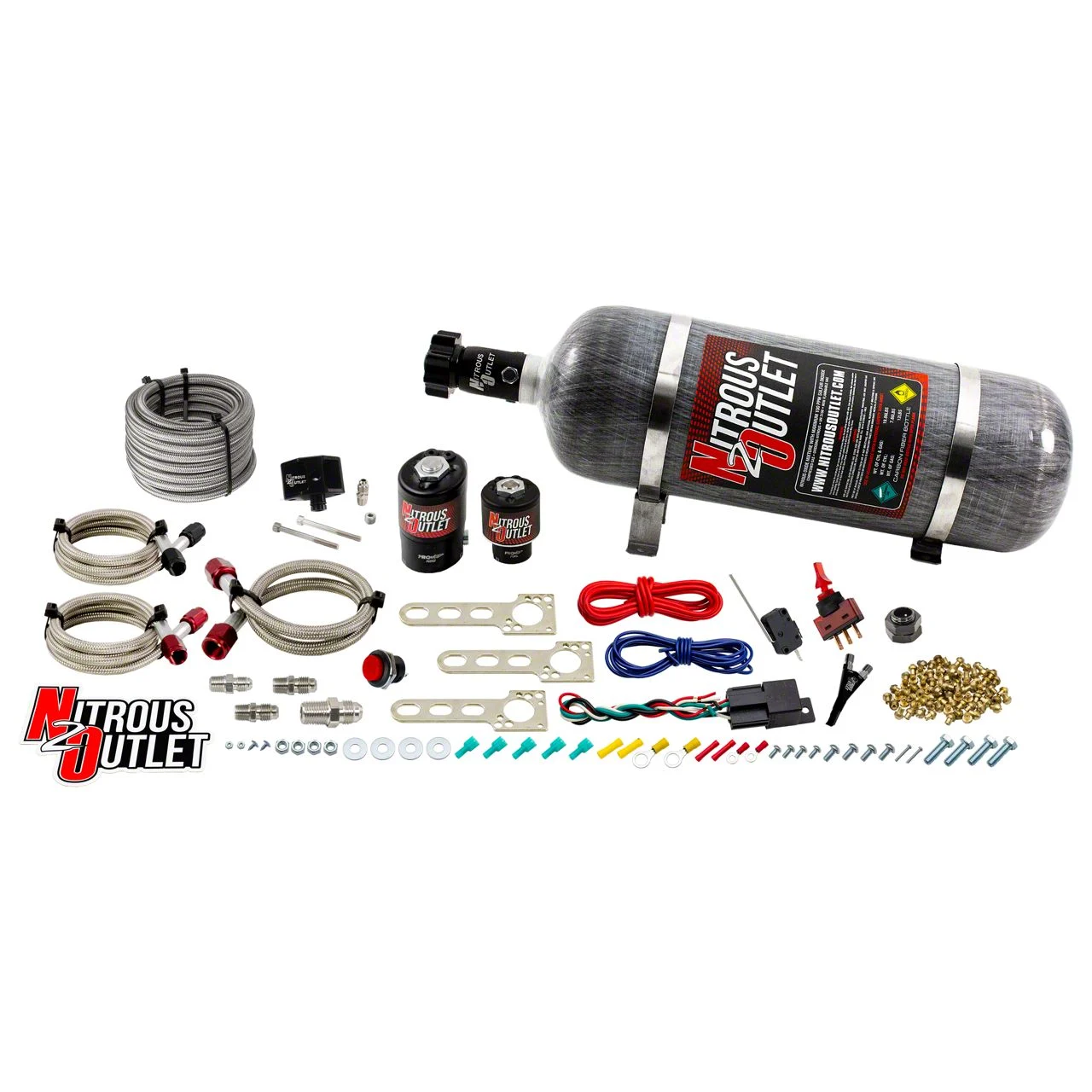 Nitrous Outlet EFI Single Nozzle System; 15 lb. Bottle (05-10 Mustang GT)