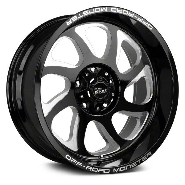 Off Road Monster M22 Gloss Black Milled 8-Lug Wheel; 20x10; -19mm Offset (03-09 RAM 3500 SRW)