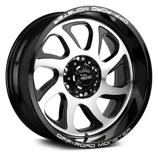 Off Road Monster M22 Gloss Black Machined 6-Lug Wheel; 22x12; -44mm Offset (07-14 Yukon)