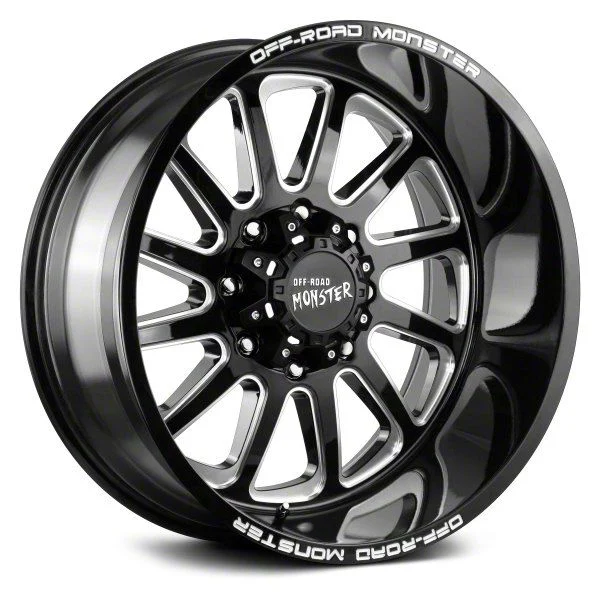 Off Road Monster M17 Gloss Black Milled 6-Lug Wheel; 22x12; -44mm Offset (19-26 RAM 1500)