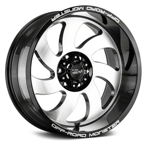 Off Road Monster M07 Gloss Black Machined 8-Lug Wheel; 20x10; -19mm Offset (19-26 RAM 3500 SRW)