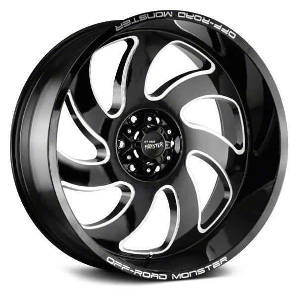Off Road Monster M07 Gloss Black Milled 8-Lug Wheel; 20x10; -19mm Offset (19-26 RAM 3500 SRW)