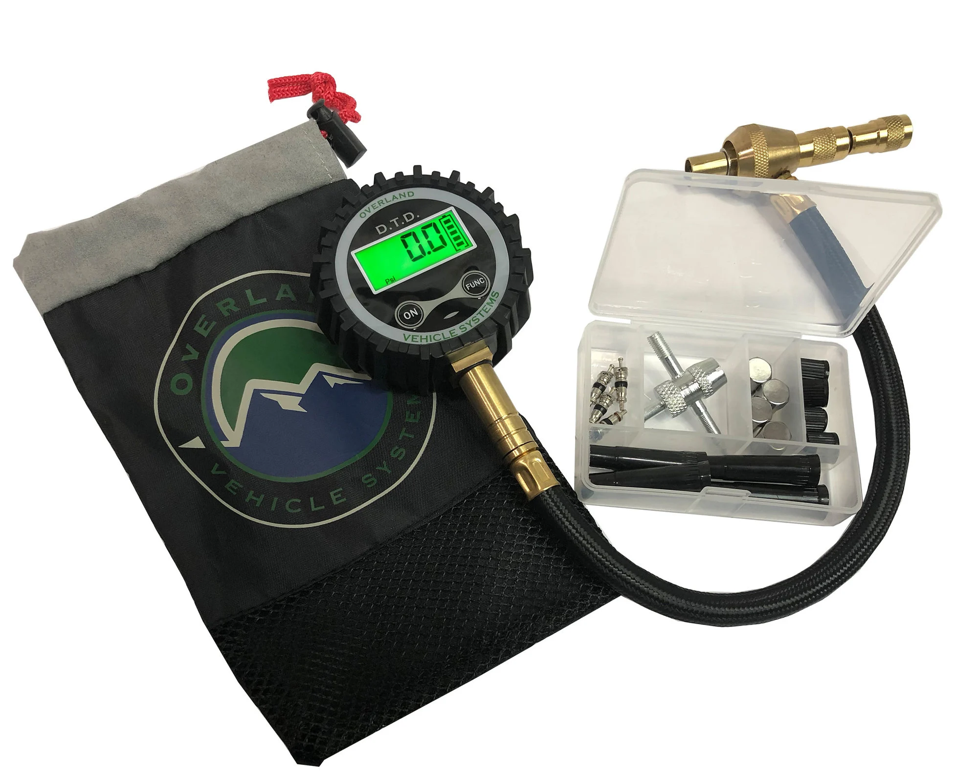 Overland Vehicle Systems 12020001 Digital Tire Deflator with Valve Stem Repair Kit & Storage Bag