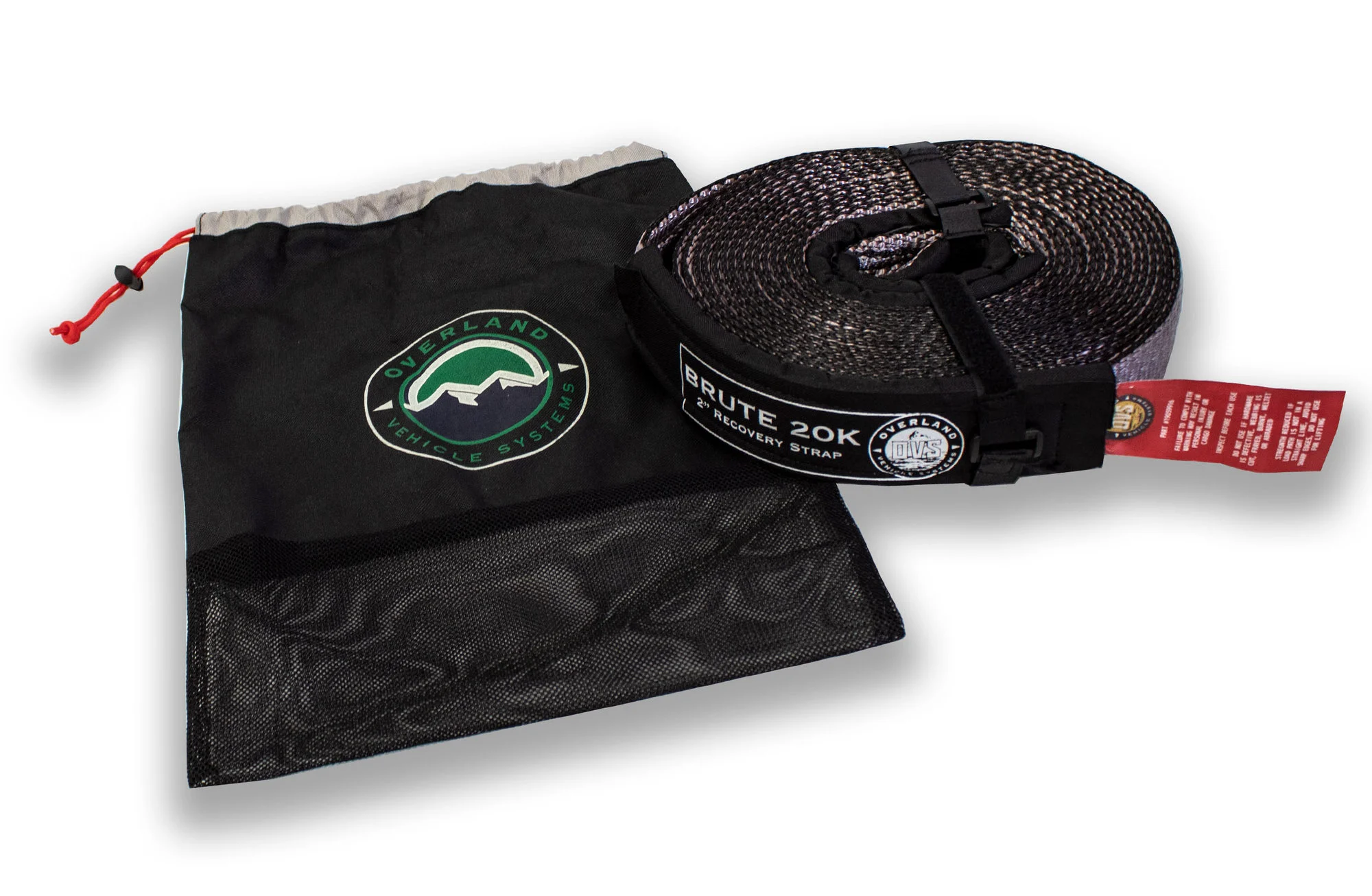 Overland Vehicle Systems  Tow Strap in Gray with Black Ends & Storage Bag  30,000 Lbs Break Strength & 3" x 30'