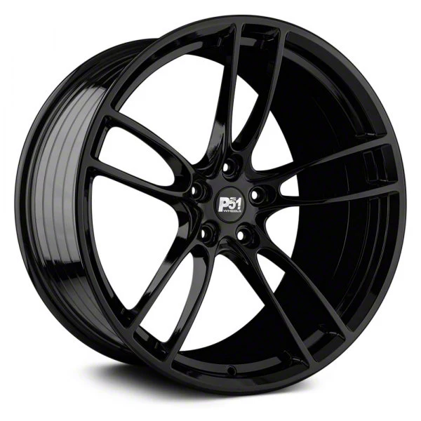 P51 Wheels 101RF Gloss Black Wheel; Rear Only; 20x11; 50mm Offset (15-23 Mustang GT, EcoBoost, V6)