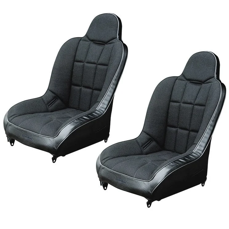Pair - Empi 62-2751 Race Trim Suspension Hi-Back Seats-Black Cloth/Black Vinyl