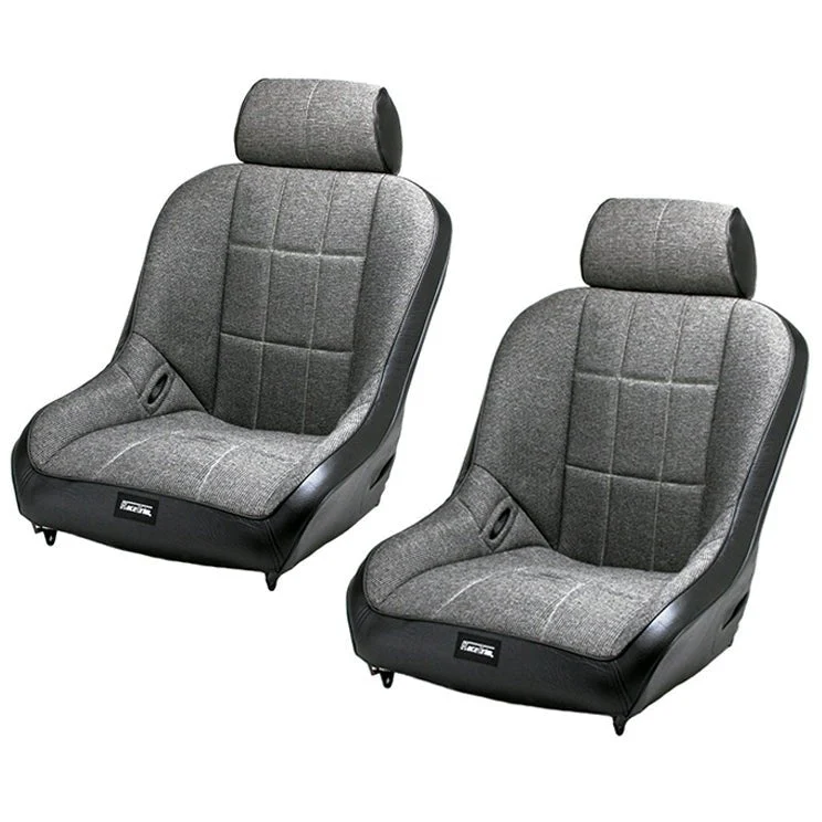 Pair - Empi 62-2766 Race Trim Suspension Lo-Back Seats-Grey Cloth/Black Vinyl