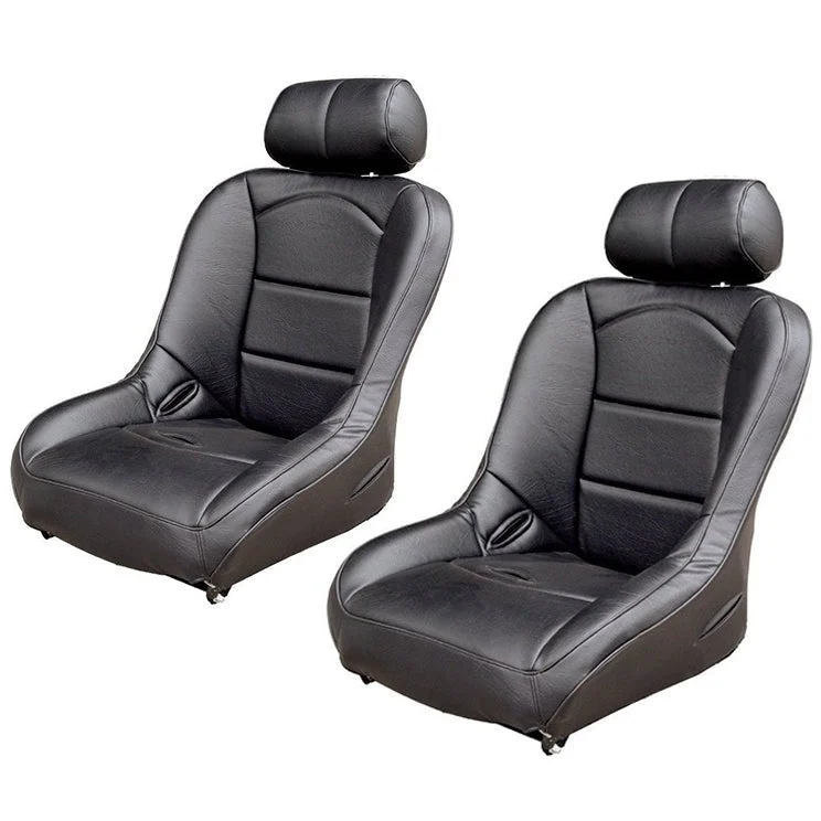 Pair - Empi 62-2768 Race Trim Suspension Lo-Back Seats-Black Vinyl/Black Vinyl