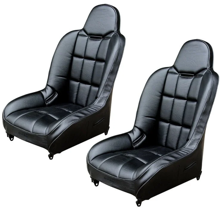 Pair - Empi 62-2795 Race Trim X-Wide Suspension Hi-Back Seats-Black Vinyl/ Vinyl