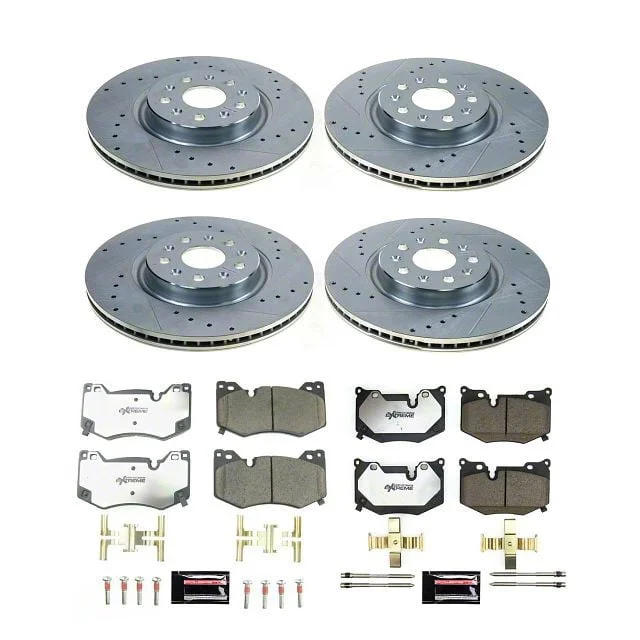PowerStop Z26 Street Warrior Brake Rotor and Pad Kit; Front and Rear (20-26 Corvette C8 Stingray w/ Z51 Brake Package)