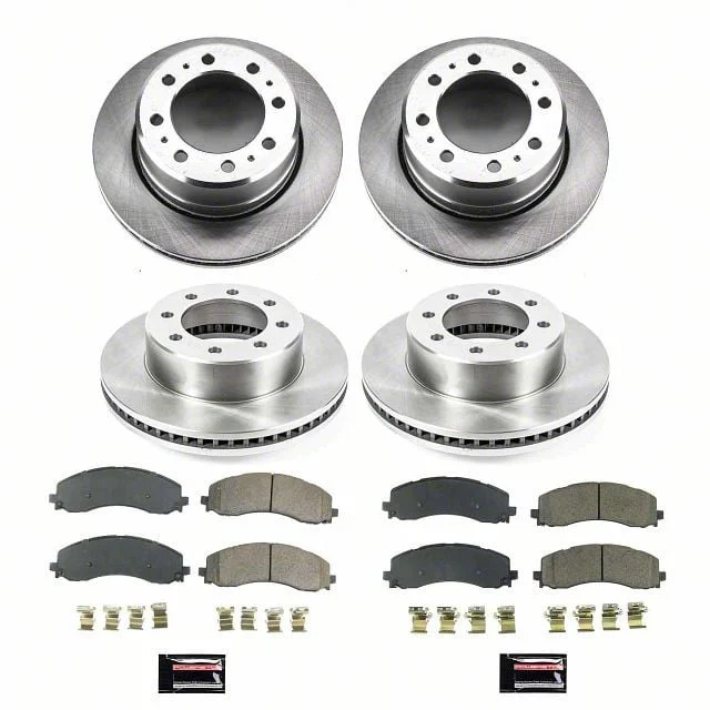 PowerStop OE Replacement 8-Lug Brake Rotor and Pad Kit; Front and Rear (19-26 RAM 3500 SRW)