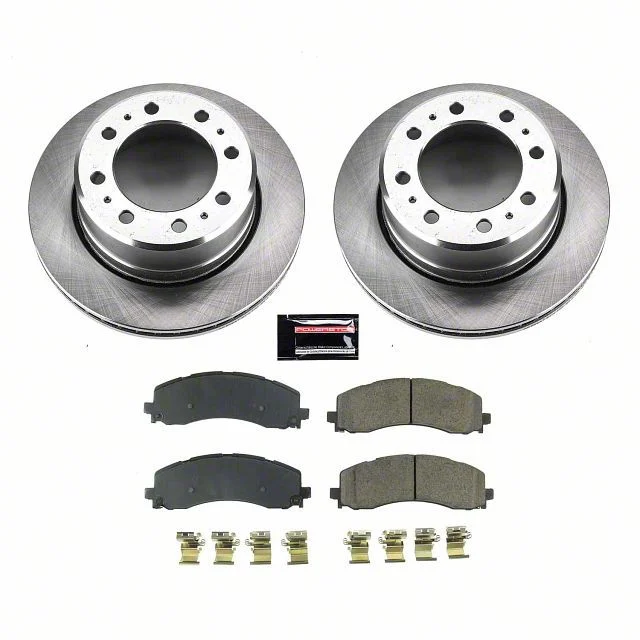 PowerStop OE Replacement 8-Lug Brake Rotor and Pad Kit; Rear (19-26 RAM 3500 SRW)