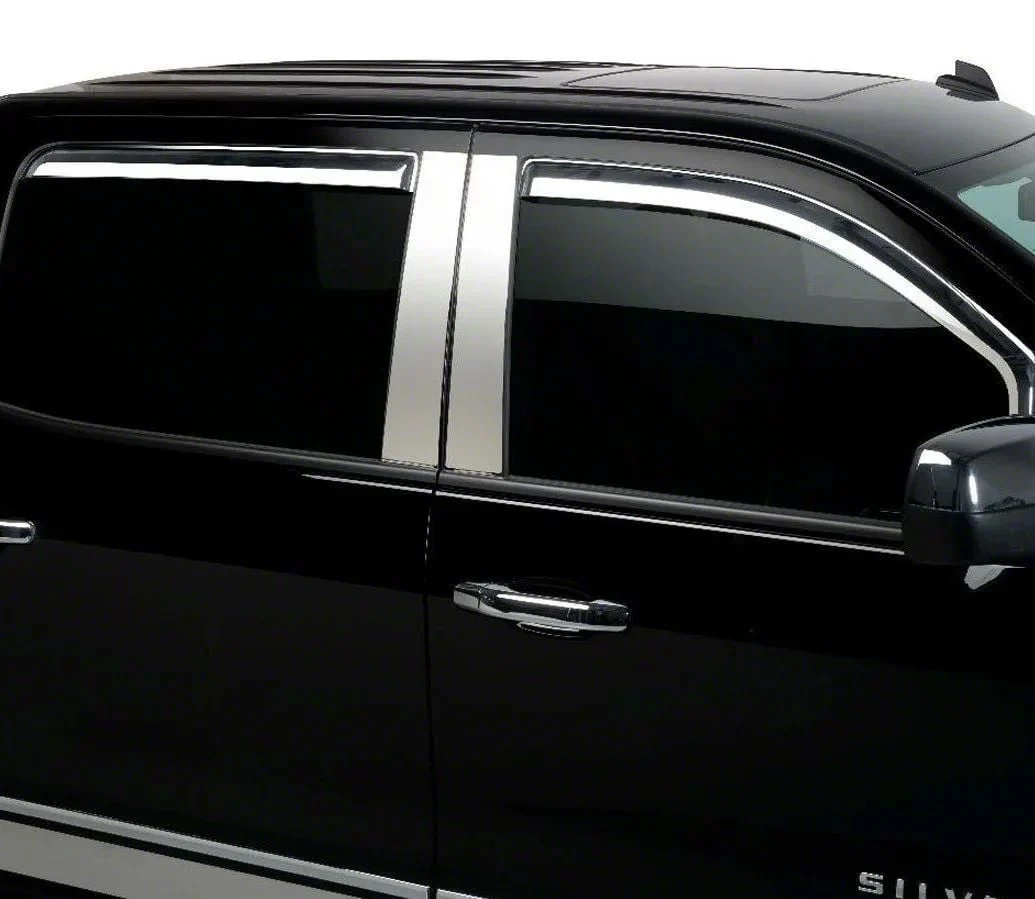 Putco Element Chrome Window Visors; Channel Mount; Front and Rear (07-14 Sierra 2500 HD Extended Cab)