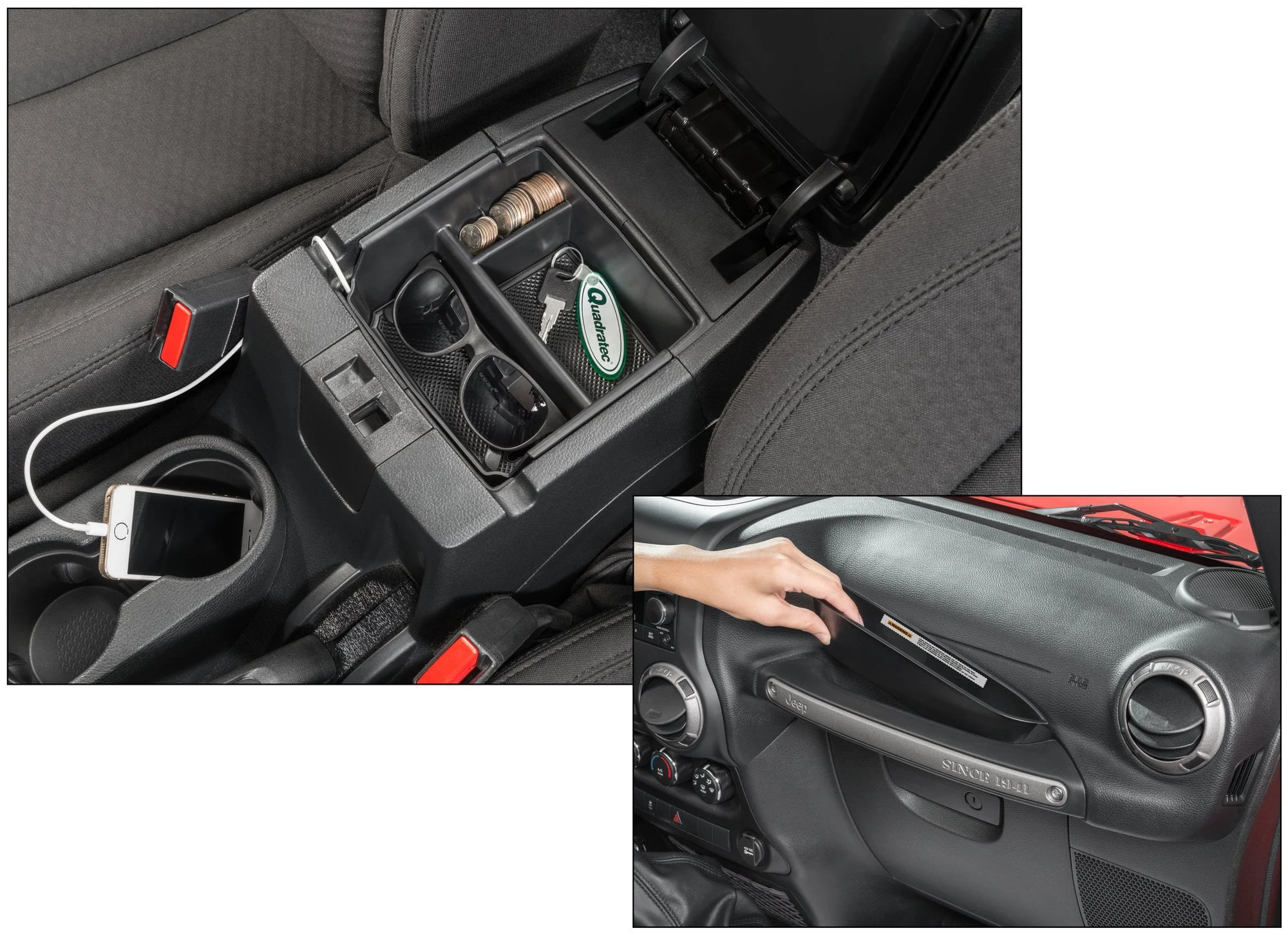 TACTIK  Center Console Storage Tray & Grab Bar Tray for 11-18 Jeep Wrangler JK