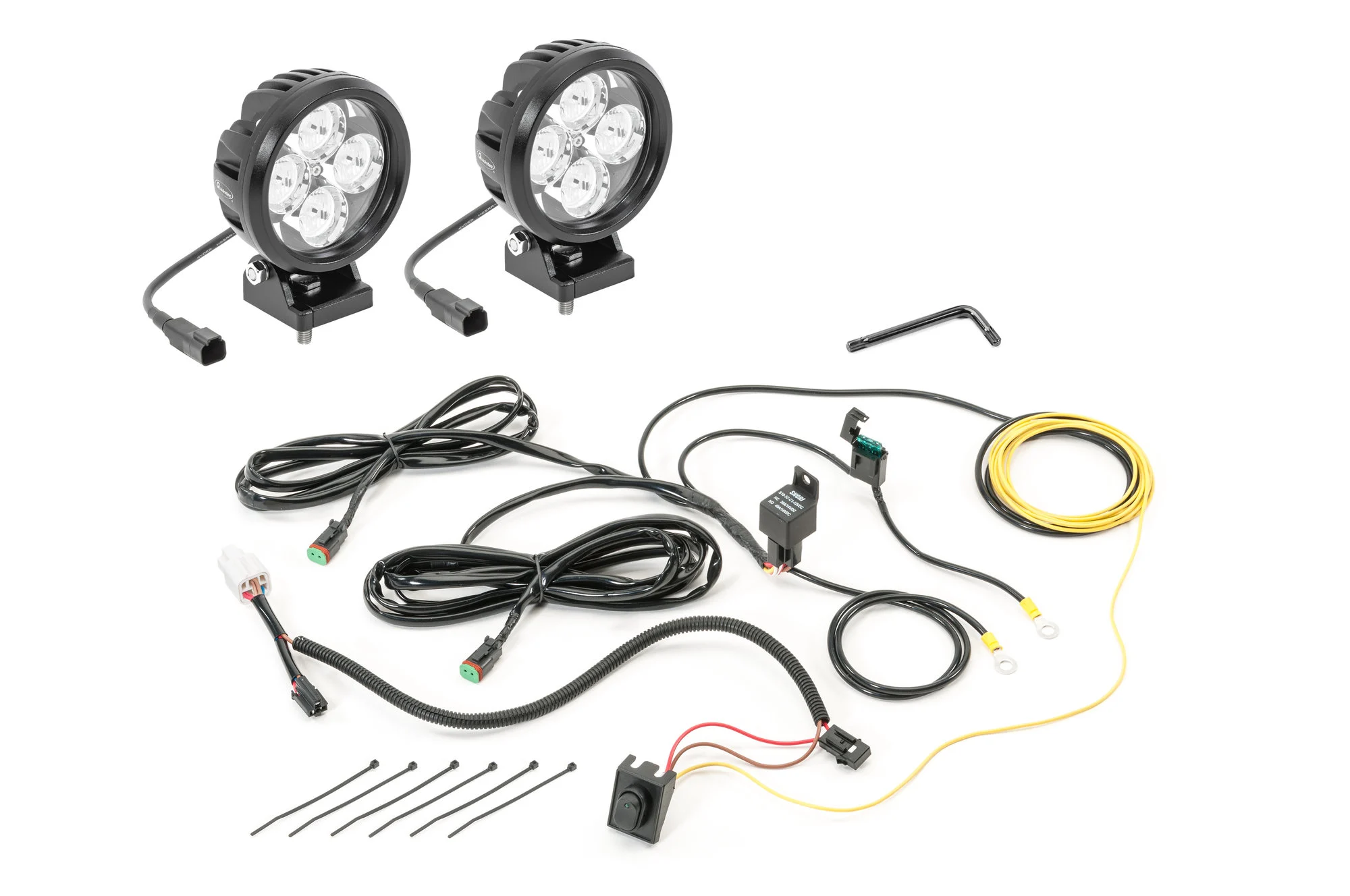 Quadratec  4" Round LED Lights with Wiring Harness