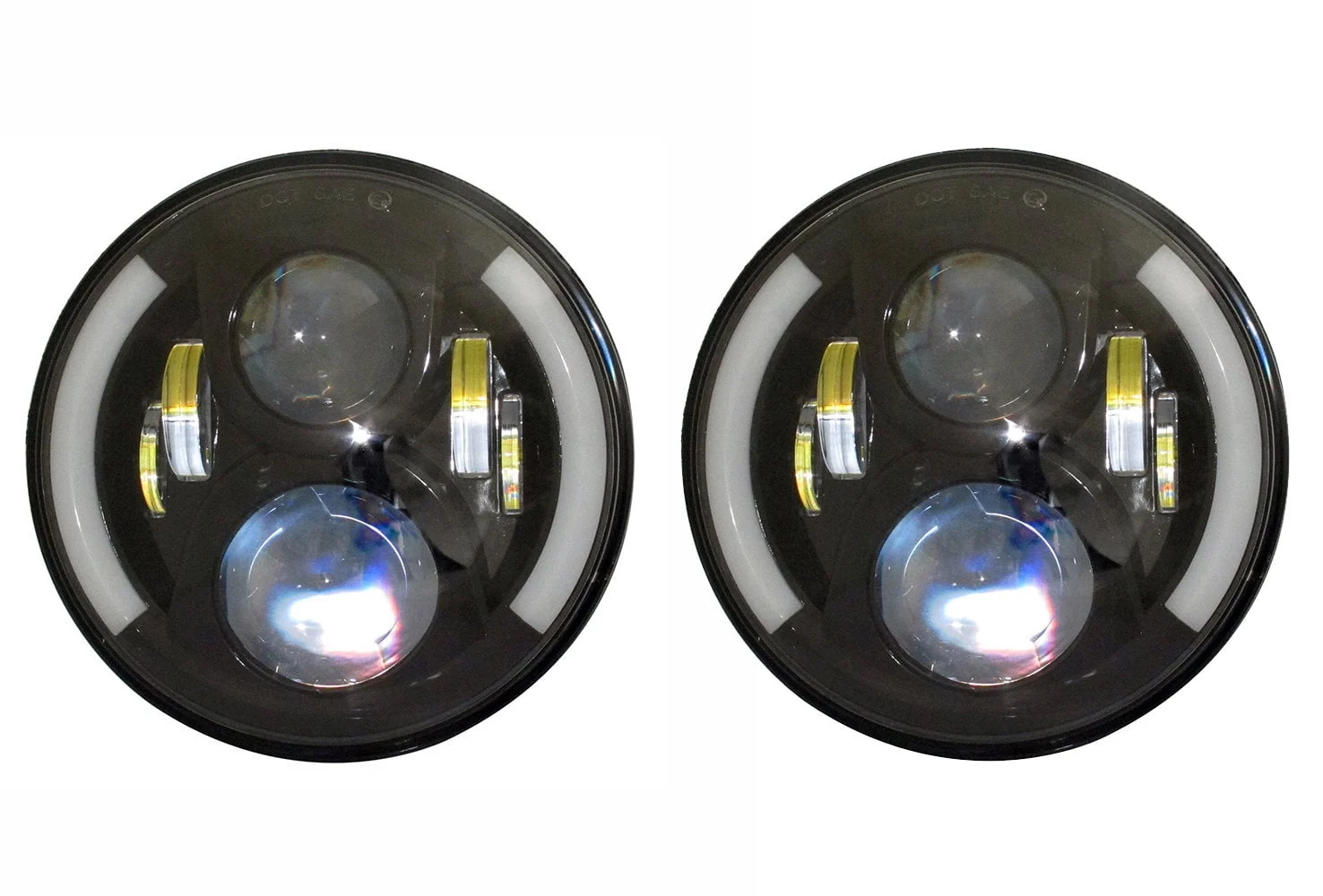 Quake LED  Tempest Half Halo 7" LED Headlight Kit for Jeep Wrangler JK, TJ & CJ in Chrome for Jeep Wrangler JK, TJ & CJ