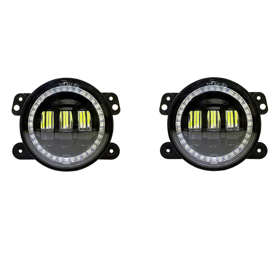 Quake LED QTE905 Tempest Halo RGB 4" LED Fog Lights for 07-18 Jeep Wrangler JK