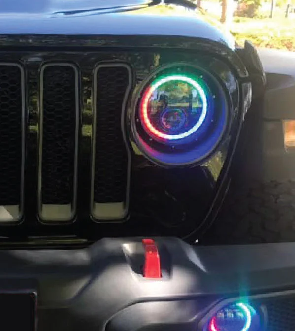 Quake LED QTE914 RGB Halo 9" LED Headlight Kit for 18-20 Jeep Wrangler JL & Gladiator JT