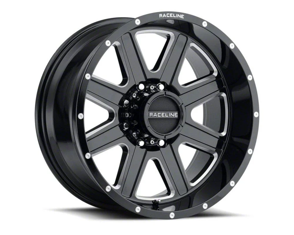 Raceline Hostage Gloss Black Milled 6-Lug Wheel; 18x9; 12mm Offset (19-26 Sierra 1500)