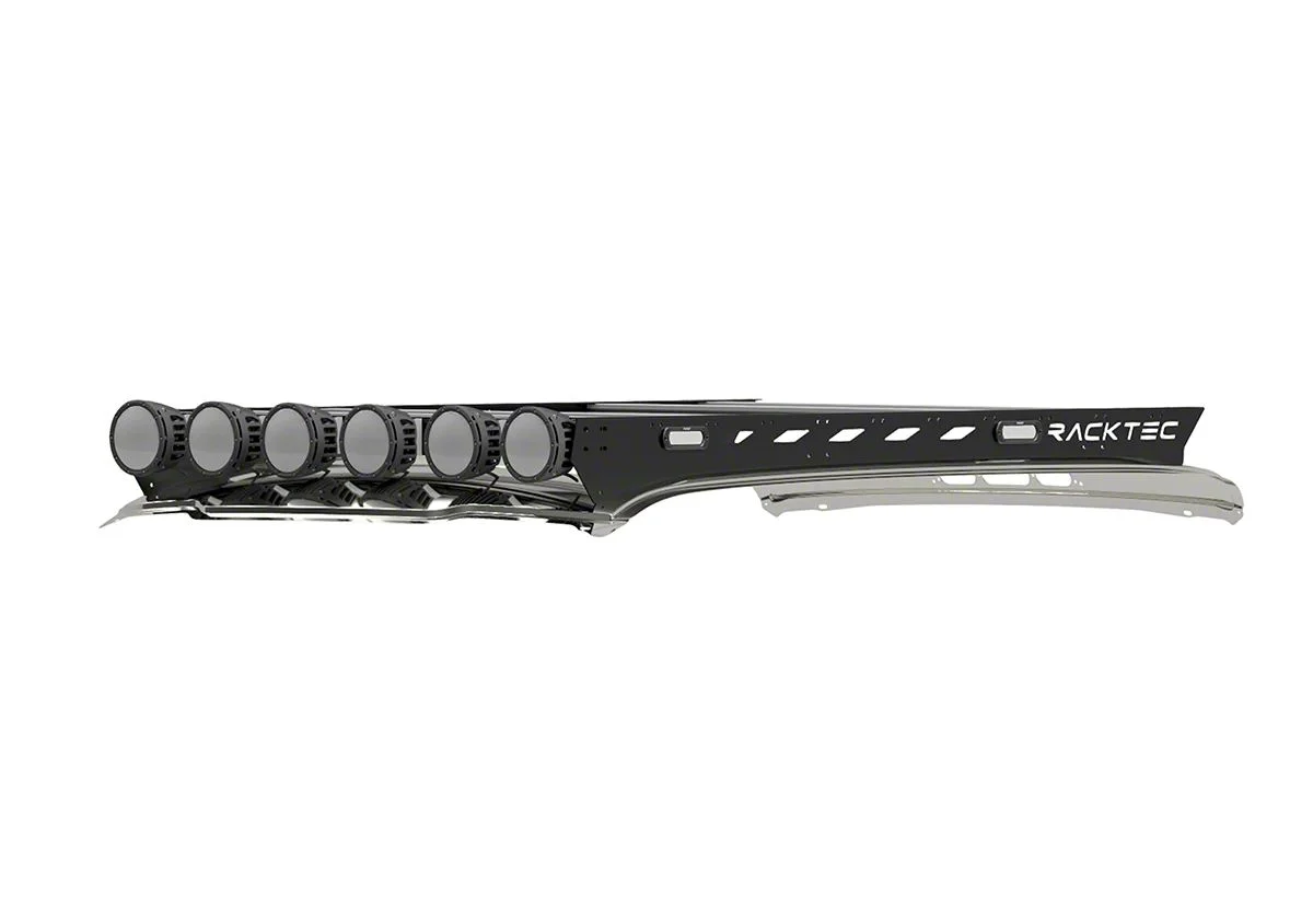 RACKTEC Phantom Series Gen 2 Roof Rack; 6-Light Front Mounting Brackets (19-26 RAM 3500 Mega Cab)