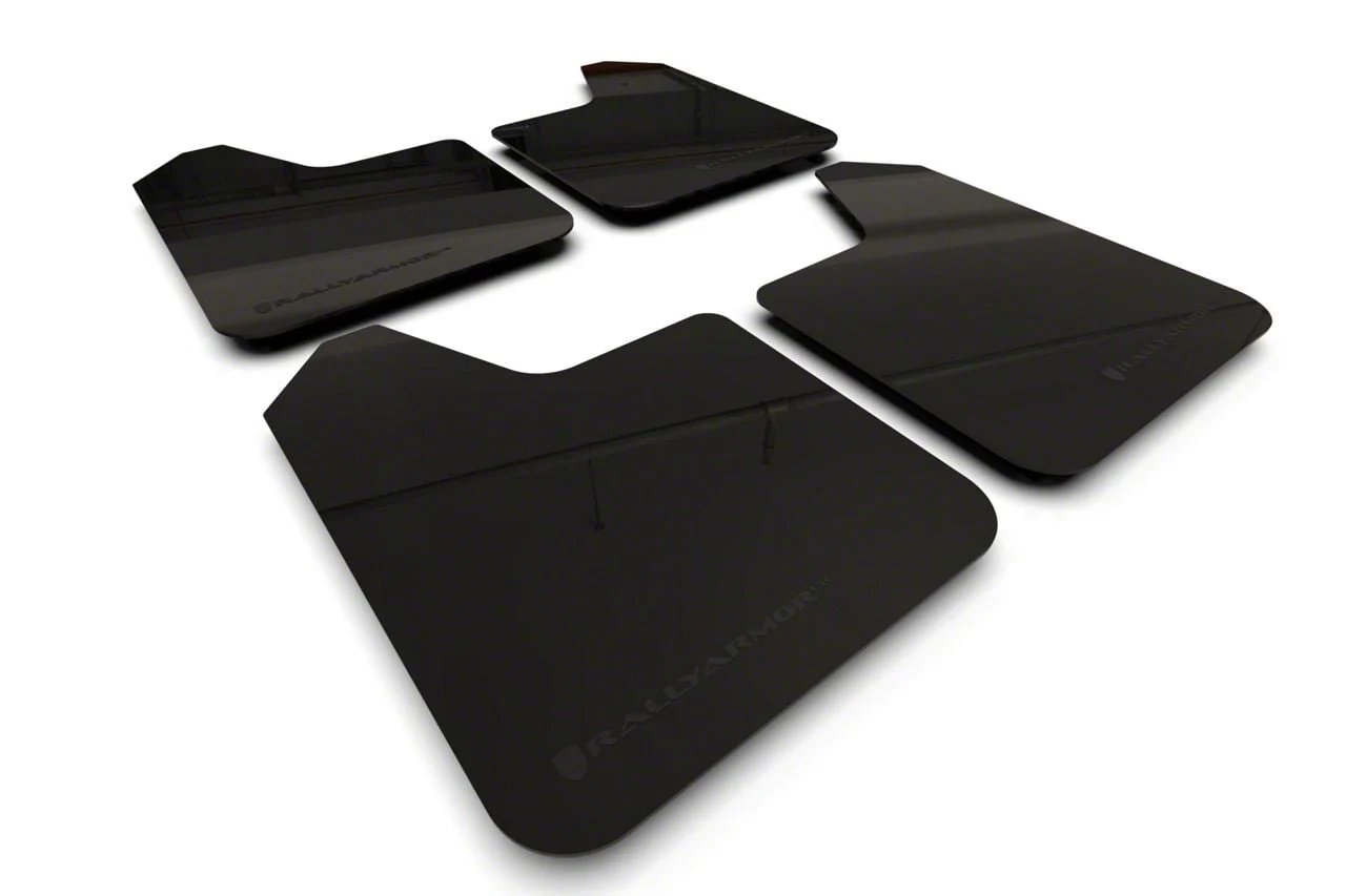 Rally Armor Universal UR Black Mud Flaps with Metallic Black Logo; Front and Rear (Universal; Some Adaptation May Be Required)