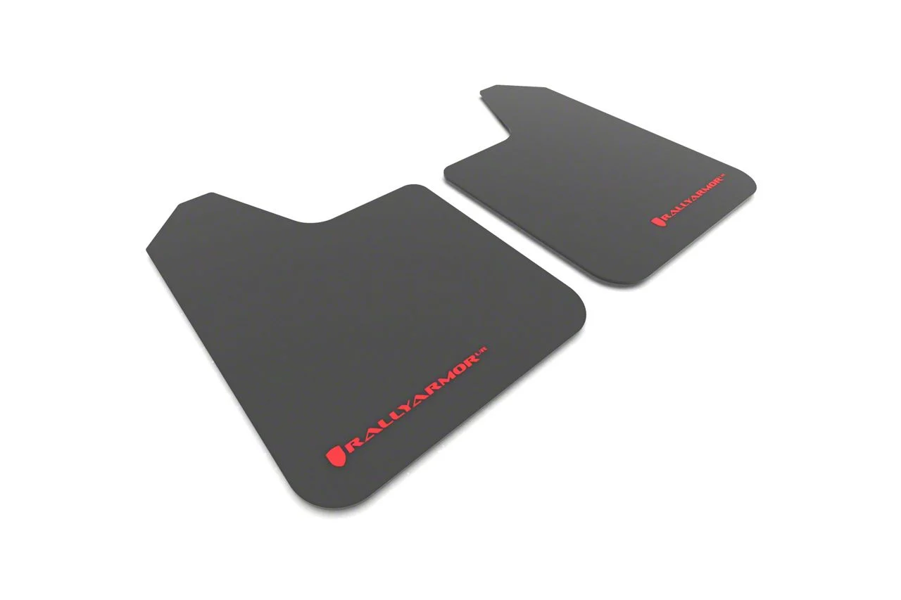 Rally Armor Universal UR Black Mud Flaps with Red Logo; Front or Rear (Universal; Some Adaptation May Be Required)