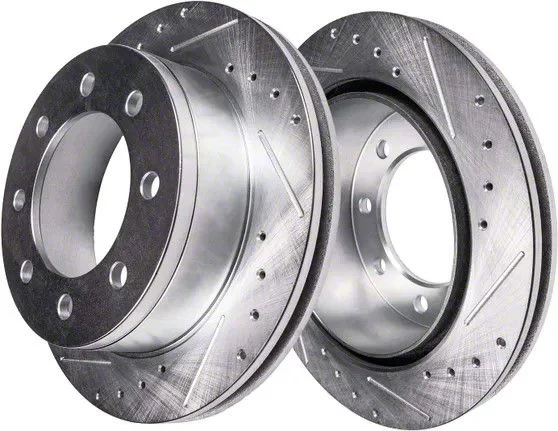 Drilled and Slotted 8-Lug Rotors; Rear Pair (06-08 RAM 1500 Mega Cab)