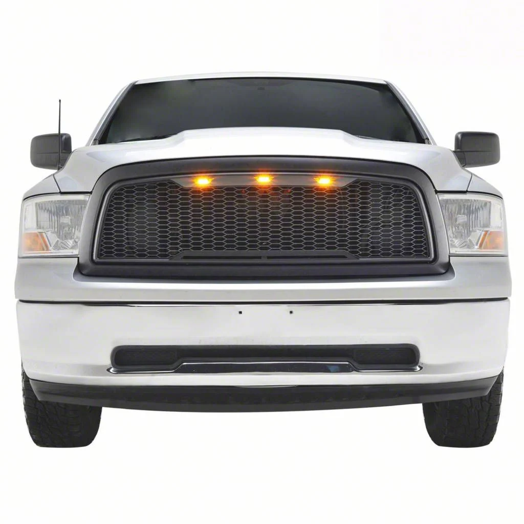 Impulse Upper Replacement Grille with Amber LED Lights; Matte Black (09-12 RAM 1500)