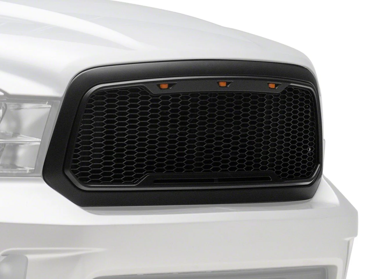 Impulse Upper Replacement Grille with Amber LED Lights; Matte Black (13-18 RAM 1500, Excluding Rebel)