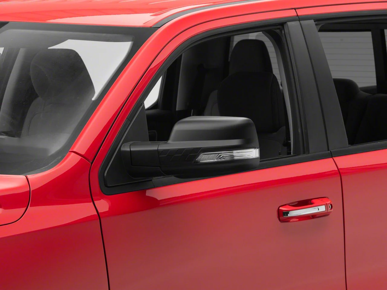 Powered Heated Memory Power Folding Mirror with Blind Spot Detection, Puddle Light, Temperature Sensor and Turn Signal; Textured Black; Driver Side (19-26 RAM 1500)