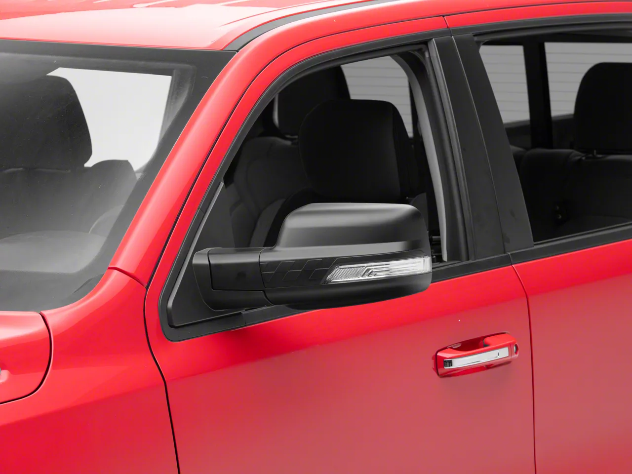 Powered Heated Memory Power Folding Mirrors with Blind Spot Detection, Puddle Lights, Temperature Sensor and Turn Signal; Textured Black (19-26 RAM 1500)