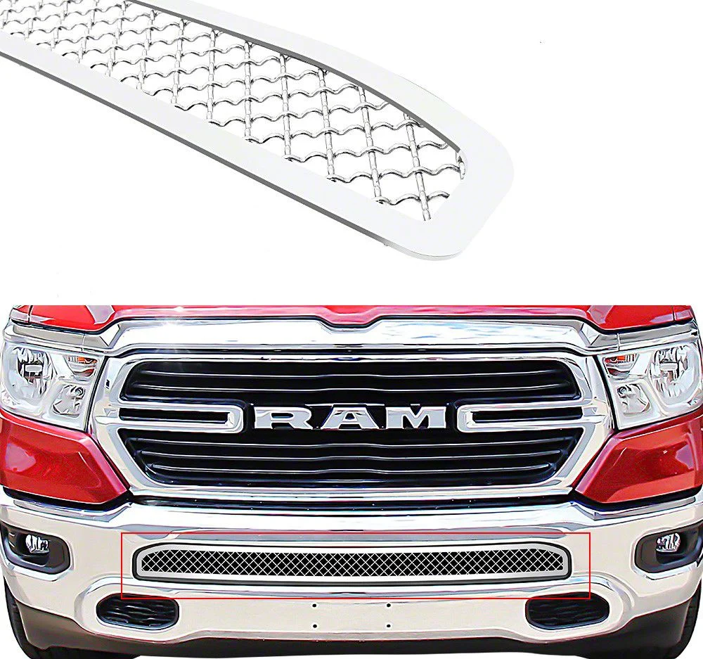 Wire Mesh Lower Grille Insert; Chrome (19-24 RAM 1500 w/o Front Parking Sensors, Excluding Rebel & TRX)