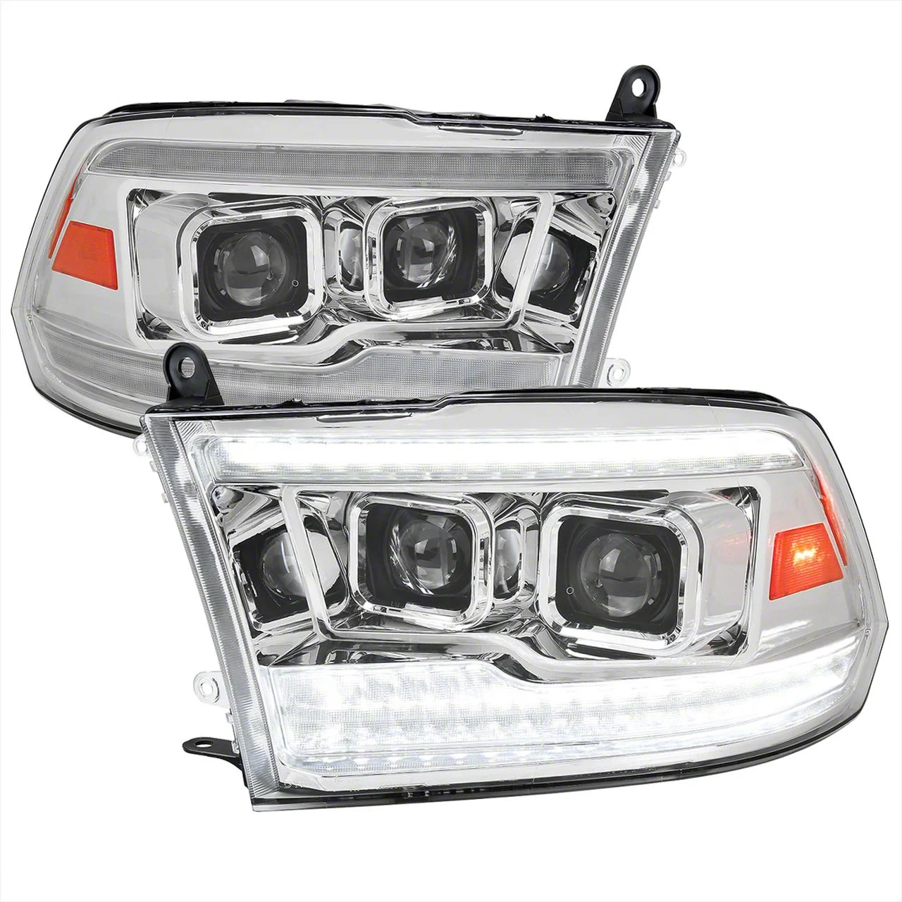Switchback Sequential Projector Headlights; Chrome Housing; Clear Lens (10-18 RAM 2500 w/ Factory Halogen Headlights)