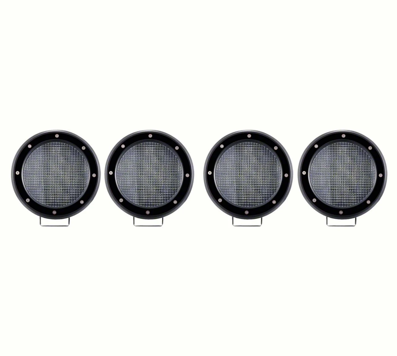 Atlas Roll Bar with 5.30-Inch Red Round Flood LED Lights; Black (19-26 Ranger)