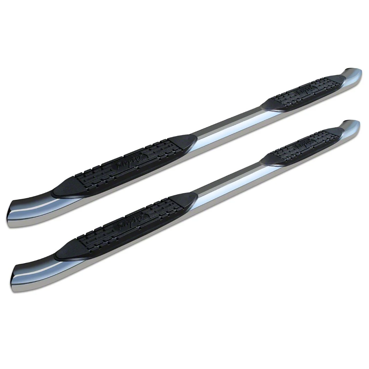 Raptor Series 4-Inch OE Style Curved Oval Side Step Bars; Rocker Mount; Polished Stainless Steel (07-19 6.0L Sierra 3500 HD Regular Cab)
