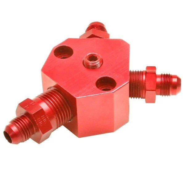 Red An Fuel T Block With -6 An Hose Adapters / Fuel T Port For Dual Carbs