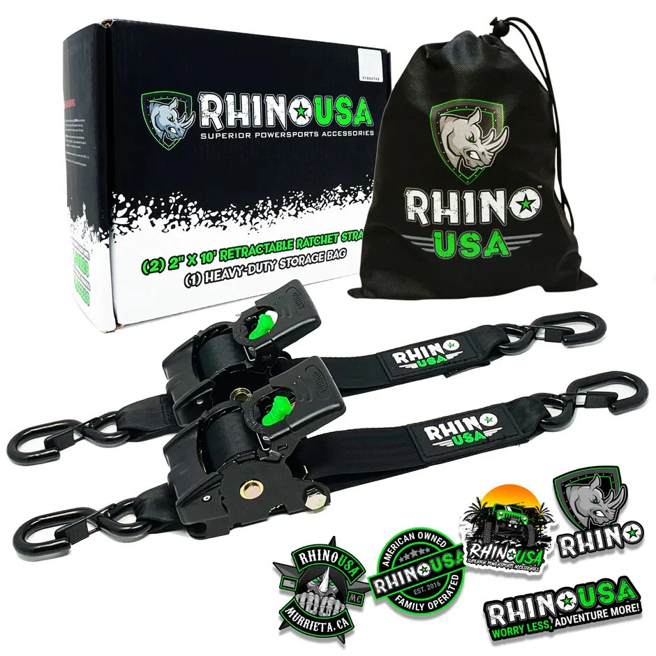 Rhino USA  2" x 10' Retractable Ratchet Straps
