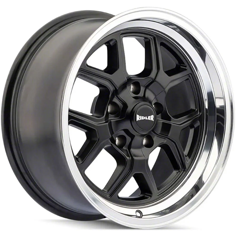 Ridler Style 610 Matte Black with Polished Lip Wheel; Front Only; 20x8.5; 0mm Offset (05-13 Corvette C6 Base)