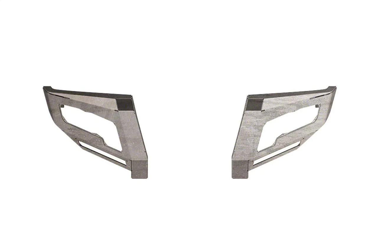 Road Armor iDentity Front Bumper Standard End Pods; Raw Steel (15-19 Sierra 3500 HD)