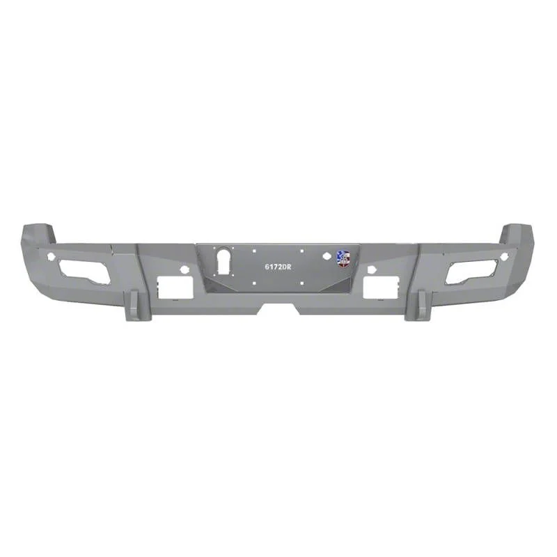 Road Armor iDentity iD Mesh Rear Bumper with Shackle End Pods and Accent Lights; Raw Steel (15-19 Sierra 3500 HD)