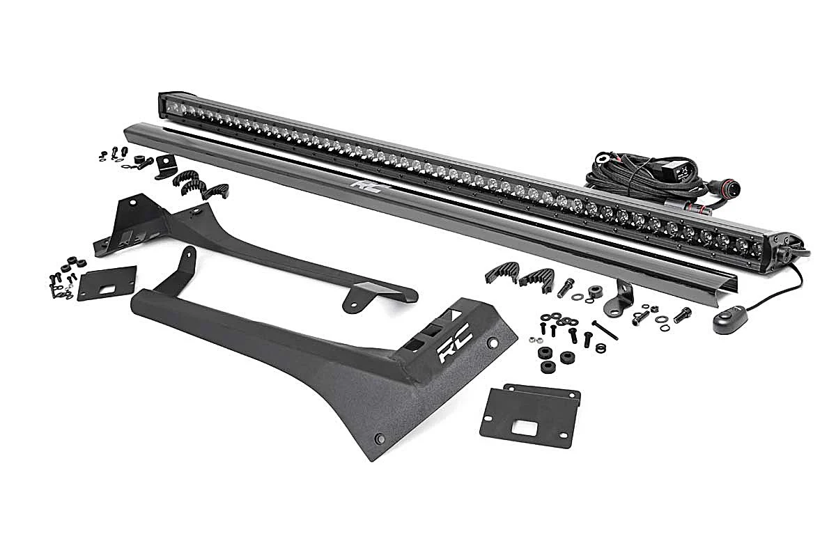 Rough Country  50 Inch LED Light Bar Upper Windshield Kit for 18-23 Jeep Wrangler JL & Gladiator JT