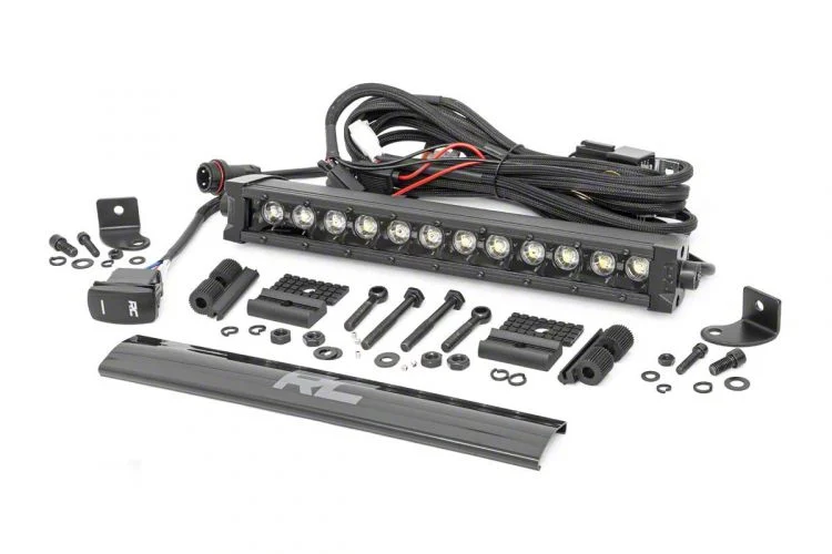 Rough Country Offroad 12-Inch Black Series Single Row Cool White DRL LED Light Bar; Spot Beam (Universal; Some Adaptation May Be Required)