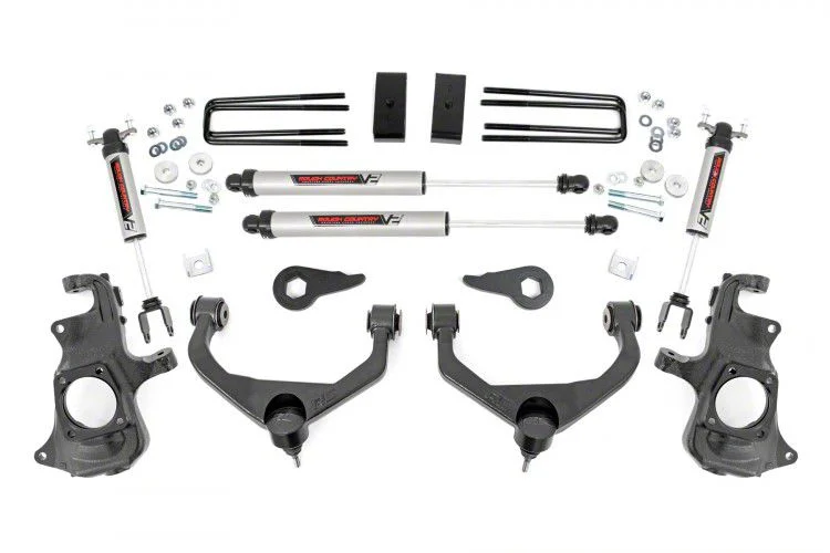Rough Country Suspension 3.50-Inch Knuckle Suspension Lift Kit with V2 Monotube Shocks (11-19 Sierra 3500 HD SRW w/o Rear Overload Springs & MagneRide)