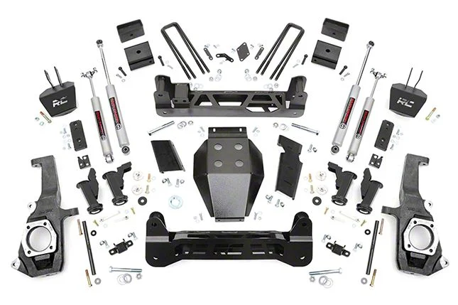 Rough Country Suspension 5-Inch Torsion Bar Suspension Lift Kit with Premium N3 Shocks (11-19 Sierra 3500 HD SRW, Excluding Denali)