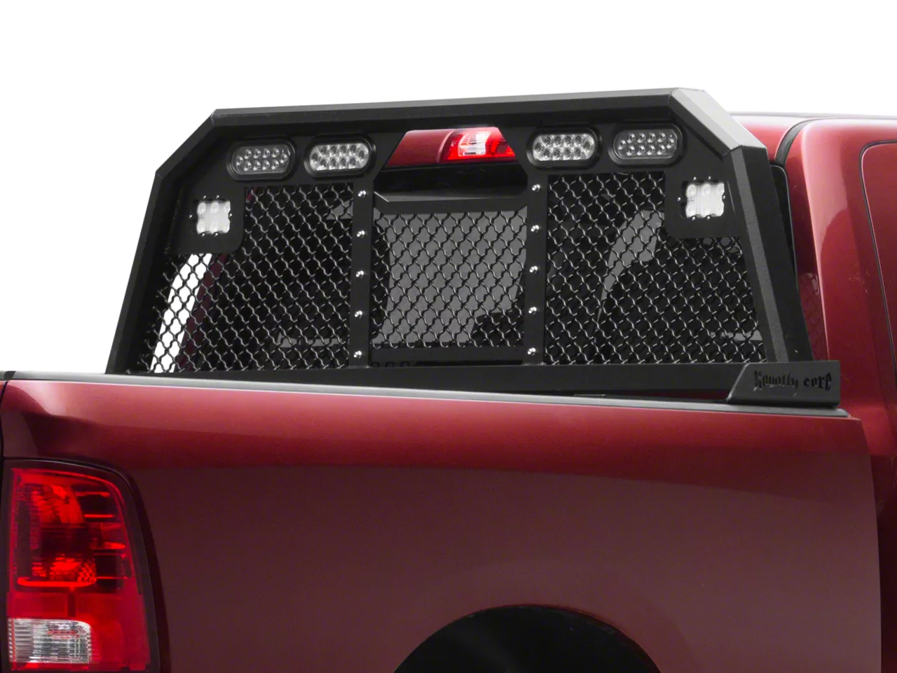 Royalty Core RC88 Billet Headache Rack with Integrated Tail Lights and Dura PODs; Satin Black (10-26 RAM 2500)
